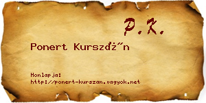 Ponert Kurszán névjegykártya